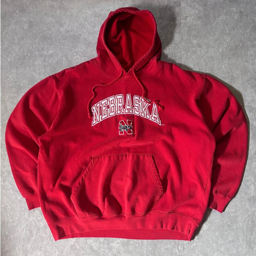 2000's Vintage Nebraska Cornhuskers Embroidered Red Hoodie -XL